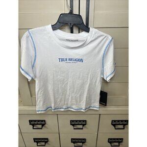 True Religion Baby Tee Optic White Contrast Stitch Size L